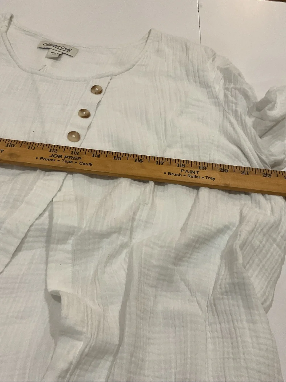 Coldwater Creek White Gauze Button-Front Top - Picture 7 of 8